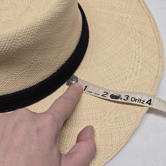 Artesano Puglia Elegant Cream Wide-Brim Toquilla Straw Hat Black Band Boho Chic - Picture 10 of 11